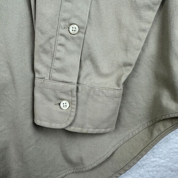 2/$30 Ralph Lauren Vintage Blaire Cotton Canvas Button Down Shirt Mens L Tan - Picture 5 of 9
